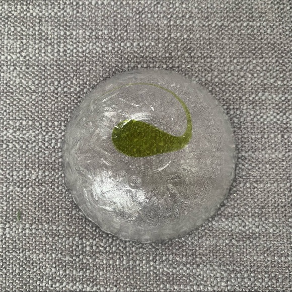 Green Teardrop Art Glass Bowl Handmade Artisan Made Textured - Picture 6 of 15